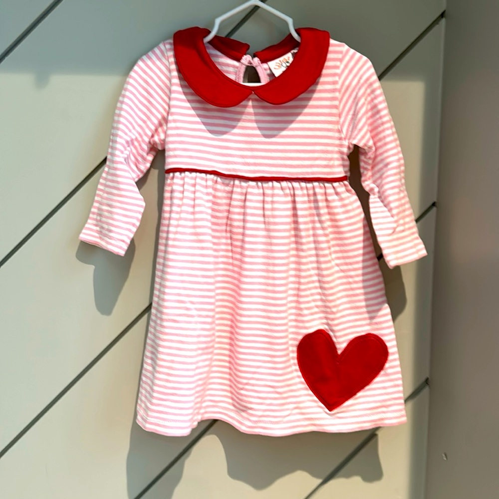 Girls 3T Pink Stripe Dress with Heart